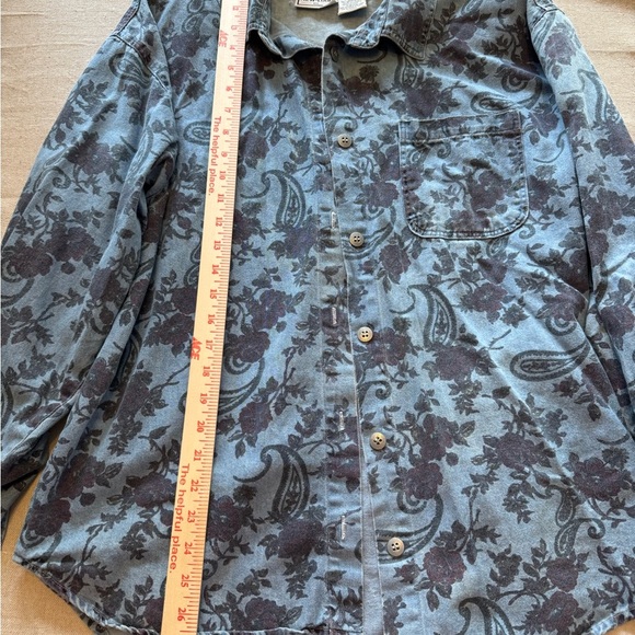 Vintage Pattern Denim Button-Up Shirt - Picture 5 of 9